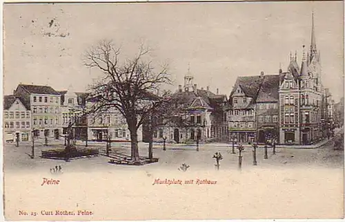 07711 Ak Peine Marktplatz mit Rathaus 1907