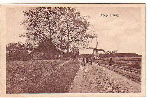 07699 Ak Breege auf Rügen mit Windmühle um 1910