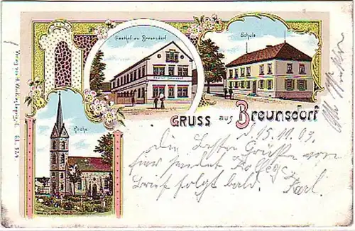 07698 Ak Lithographie Gruß aus Breunsdorf 1903