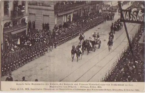 07697 Ak Bruxelles visite allemande à l'empereur 1910