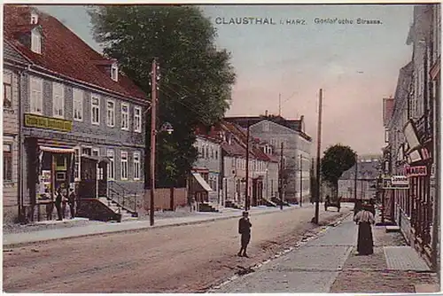 07677 Ak Clausthal im Harz Goslar`sche Strasse um 1910