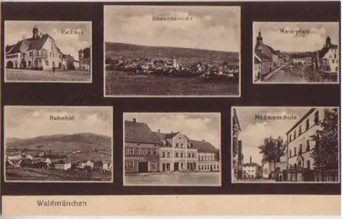 07676 Mehrbild Ak Waldmünchen Bahnhof usw. um 1920