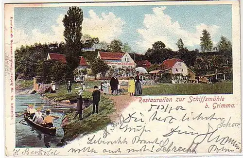07669 Ak Restauration zur Schiffsmühle bei Grimma 1902