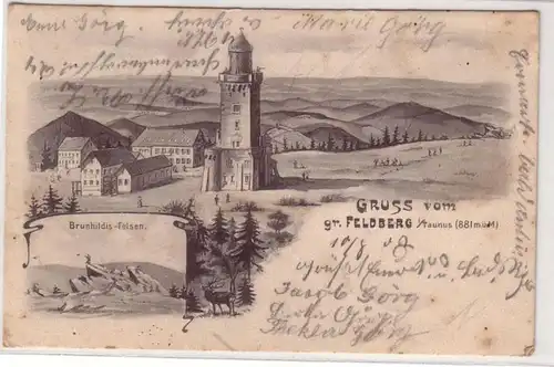 07664 Ak Gruß vom großen Feldberg im Taunus 1902