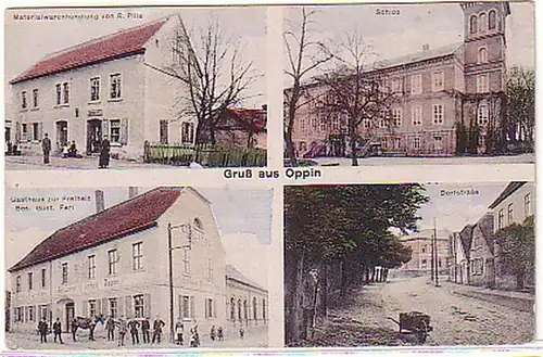 07662 Ak Gruß aus Oppin Gasthaus usw. 1919