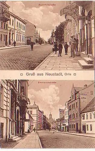 07655 Ak Gruß aus Neustadt Orla Bismarckstr. usw. 1912