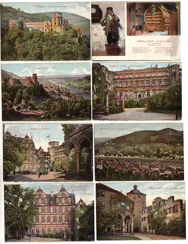 07654/8 Ak Heidelberg Schloss, etc. vers 1920