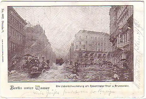 07649 Ak Berlin unter Wasser Brunnenstrasse 1902