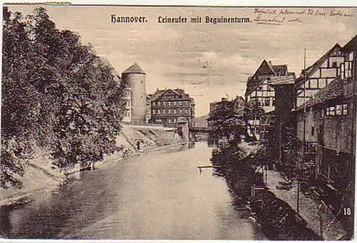 07644 Ak Hannover Leineufer mit Beguinenturm 1911