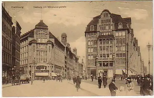 07643 Ak Hamburg Seeburg avec Mönckebergstraße 1913