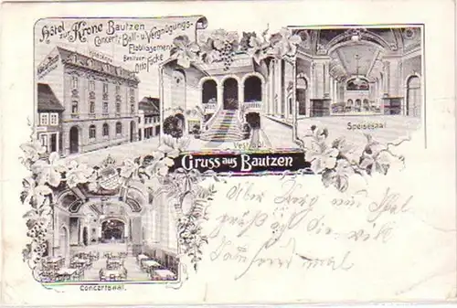 07642 Ak Gruss de Bautzen Hotel zum Krone 1905