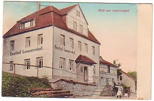 07623 Ak Salutation de Lampersdorf Gasthof vers 1910