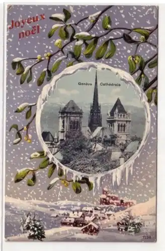 07616 Winter Ak Genève Suisse Cathédrale vers 1910
