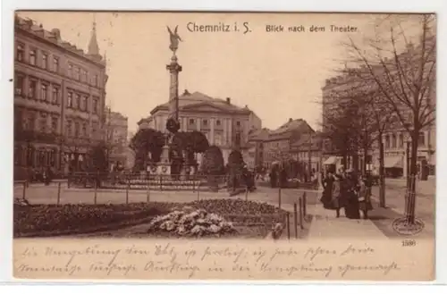 07597 Ak Chemnitz in Sa. Blick nach dem Theater 1907