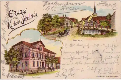 07582 Ak Lithographie Gruss de Kurhaus Schellroda 1900