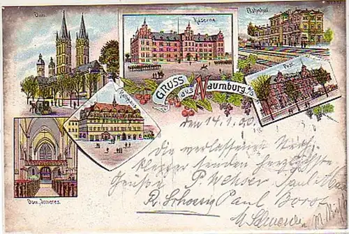 07577 Ak Lithographie Gruß aus Naumburg Post usw. 1900