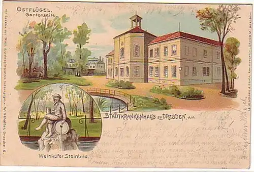 07548 Ak Lithographie hôpital municipal Dresde 1903