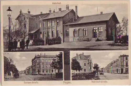 07526 Mehrbild Ak Pegau Bahnhof usw. um 1920