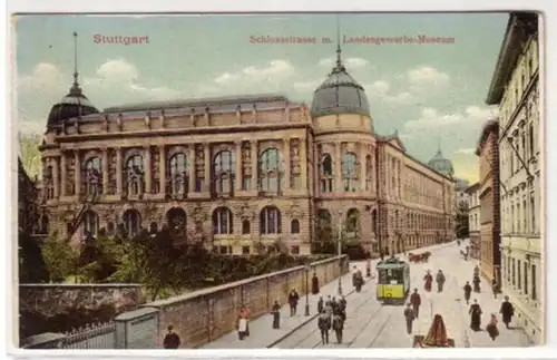 075111 Ak Stuttgart Schlosßstraße avec tramway vers 1920