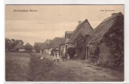 07506 Ak Mer du Nordbad Büsum vieille route du village vers 1910