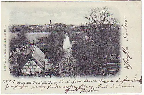 07505 Carte de la Lune Salutation de Nouvelle Ville Dosse 1901