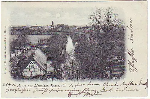 07505 Mondscheinkarte Gruß aus Neustadt Dosse 1901