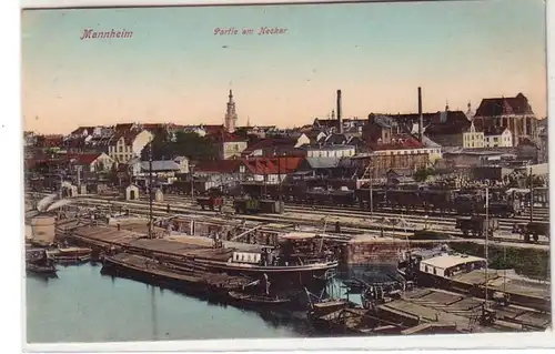 07498 Ak Mannheim Partie am Neckar um 1910