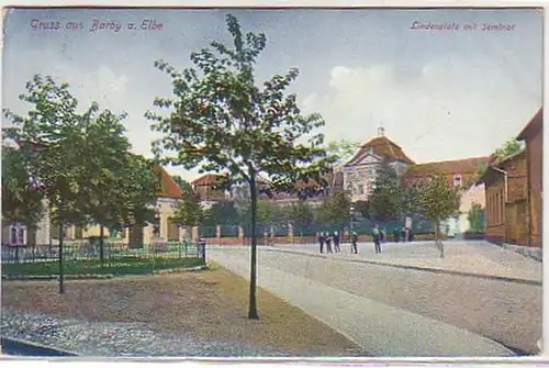 07497 Ak Gruß aus Barby an der Elbe Lindenplatz 1909