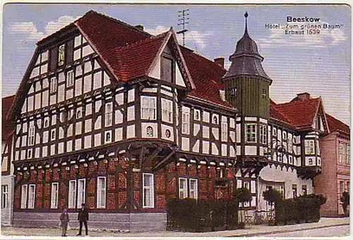07476 Ak Beeskow Hotel "Zum grünen Baum" 1913