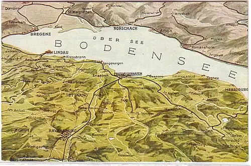 07459 Ak Vogelperspektive vom Bodensee um 1920