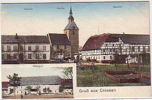 07458 Ak Gruß aus Crossen Rittergut, Gasthof usw. 1910