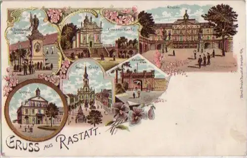 07433 Ak Lithographie Gruss aus Rastatt um 1900