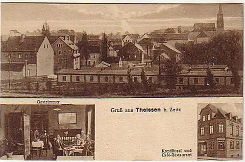 07412 Ak Gruß aus Theissen bei Zeitz Cafe um 1920
