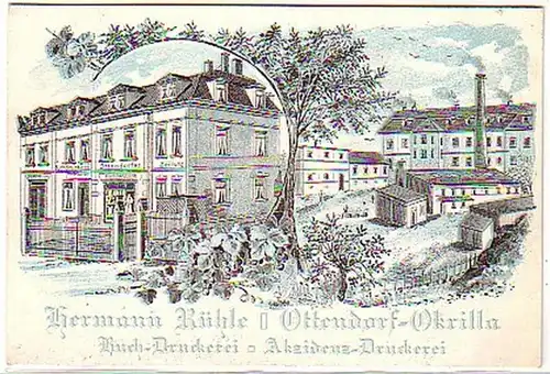 07389 Ak Ottendorf Okrilla Buch Druckerei Rühle um 1910