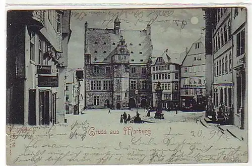 07371 Mondscheinkarte Gruss aus Marburg 1898