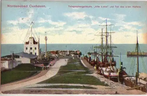 07355 Ak Mer du Nordbad Cuxhaven Telegraphenbau 1913