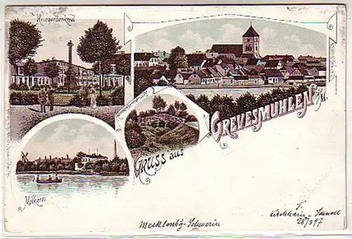 07348 Ak Lithographie Salutation de Grevesmühlen vers 1900