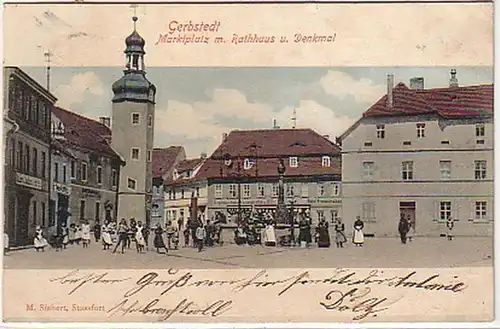 07333 Ak Gerbstedt Marktplatz mit Rathaus 1903