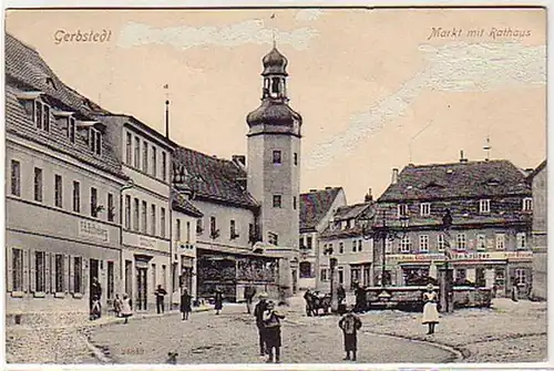 07322 Ak Gerbstedt Anhalt Markt avec hôtel de ville 1909