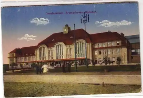 07314 Ak Geestemünde Bremerhaven Bahnhof um 1920