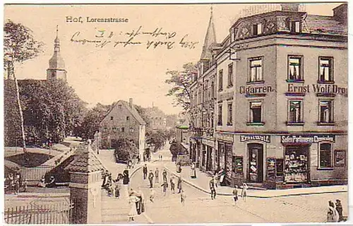 07309 Ak Hof Lorenzstrasse avec droguerie Wolf 1913