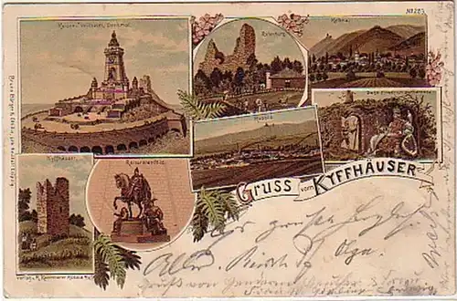 07259 Ak Lithographie Gruss du Cyffhausen 1898