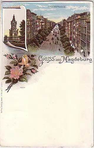 07197 Ak Lithographie Gruss aus Magdeburg um 1900