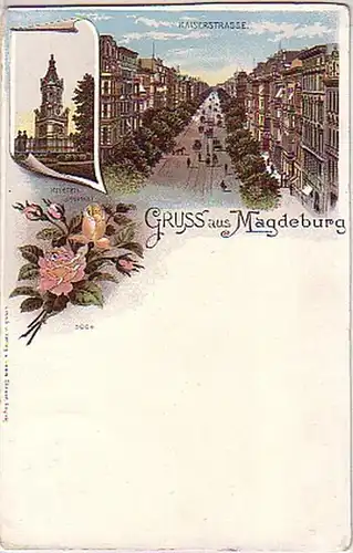 07197 Ak Lithographie Gruss de Magdeburg vers 1900