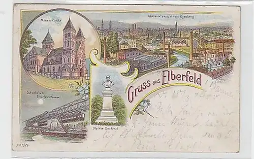 07190 Ak Lithographie Gruss aus Elberfeld 1900