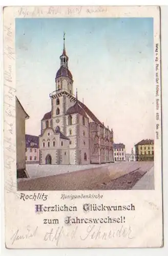 07185 Ak de Nouvel An Rochlitz Kunigundenkirche 1904