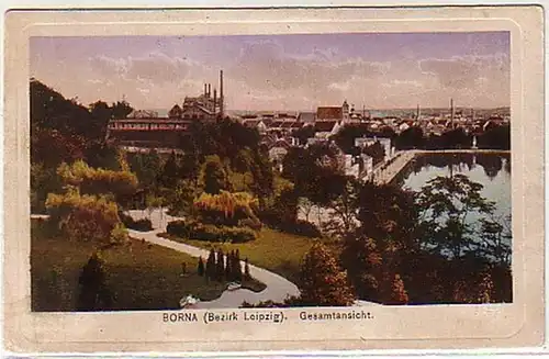 07177 Ak Borna Bezirk Leipzig Gesamtansicht 1919