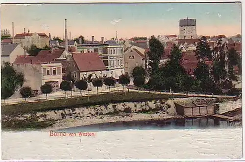 07172 Ak Borna Bezirk Leipzig von Westen 1902