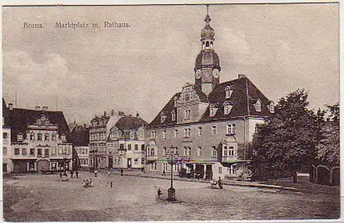 07169 Ak Borna Marktplatz mit Rathaus 1912