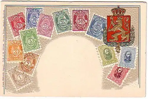 07129 Präge Ak Norwegen mit Briefmarken um 1900